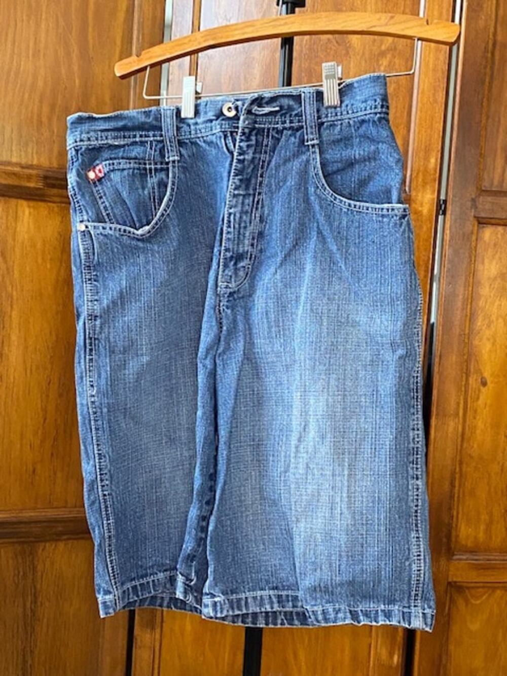 Southpole Men's Denim Shorts Size 32 Blue Baggy Y2K Hip Hop Skate 100% Cotton